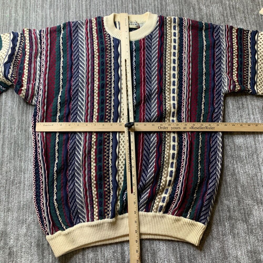 Cotton Traders Knit Sweater Large Tall Coogi Style 3D Textured Vintage 80's Mens - Picture 13 of 15